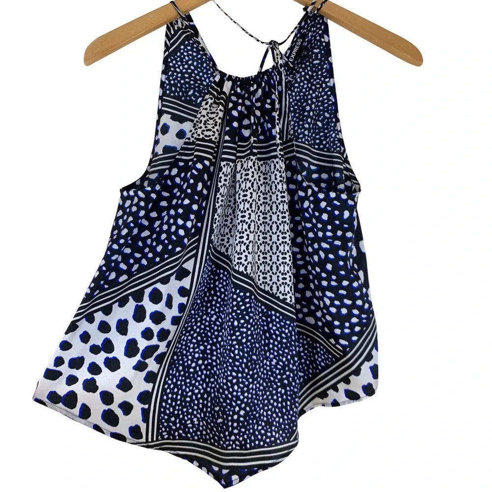 Mixed Animal Print Halter Top Small Boho Eclectic Womens scarf asymmetrical airy